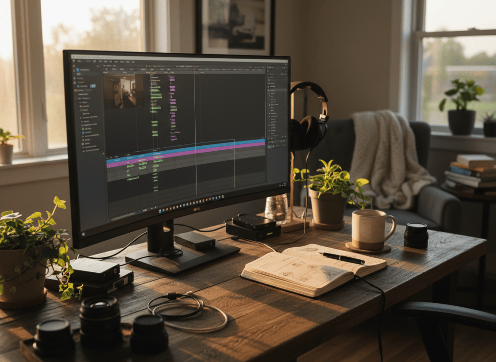 Creator workspace with video editing timeline
